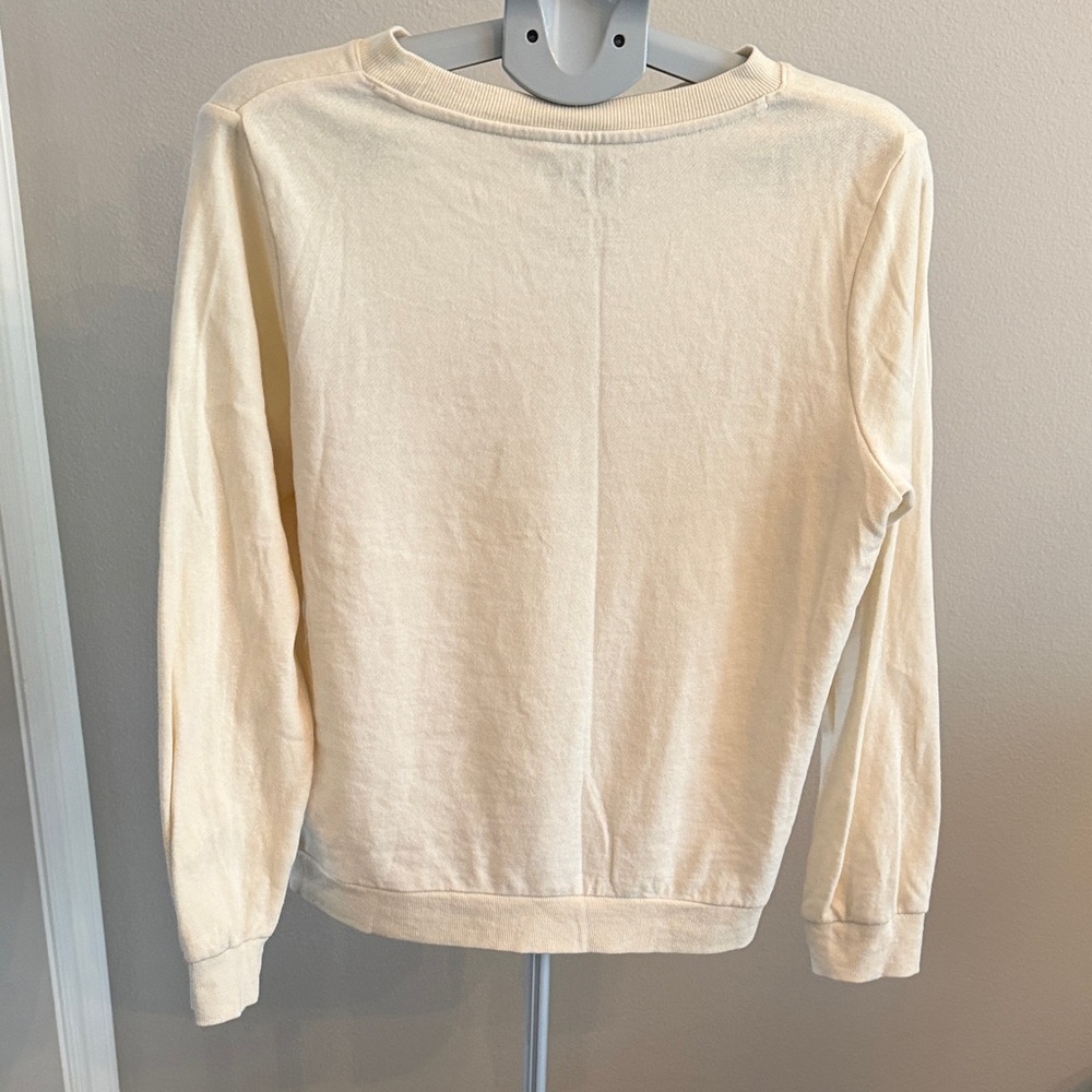 Kiss Band Distressed Graphic Pullover Sweater Cream Medium - Picture 5 of 5